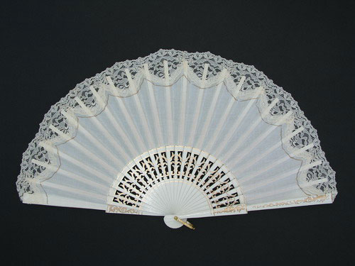 White Wedding Fan with Golden Detail